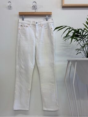 NWOT GAP High Rise Vintage Slim Jeans Optic White 28R Split Hem